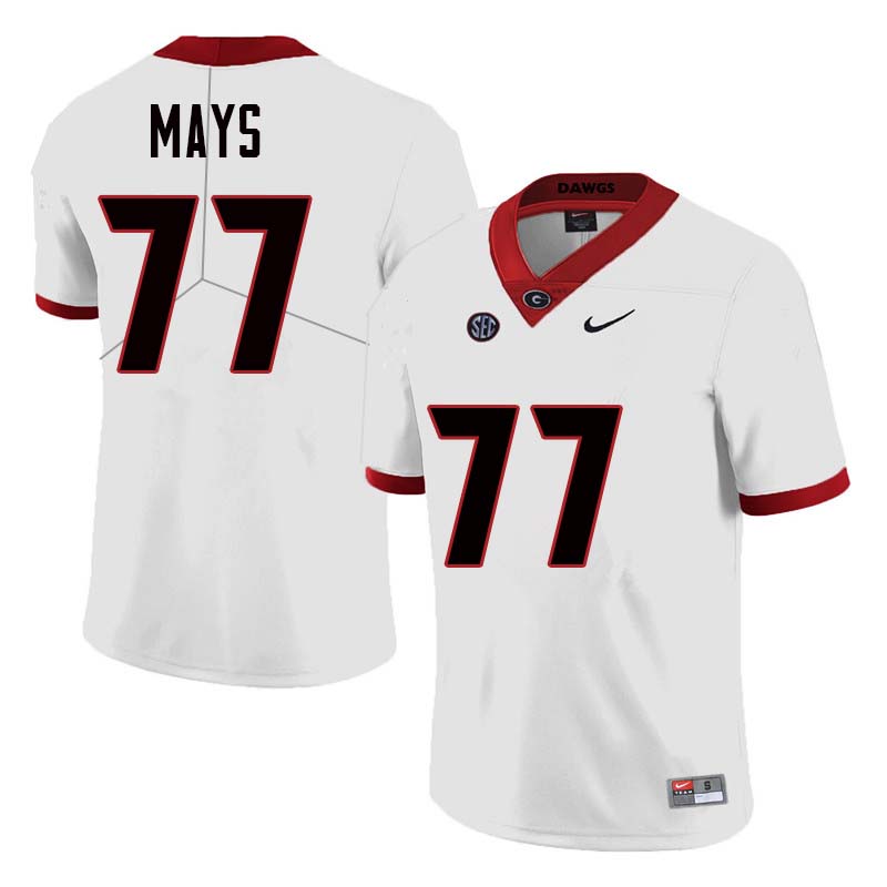 Men Georgia Bulldogs #77 Cade Mays College Football Jerseys Sale-White - Click Image to Close